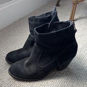 Steve Madden Black Suede Ankle Booties with Buckle Accent